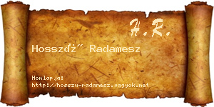 Hosszú Radamesz névjegykártya